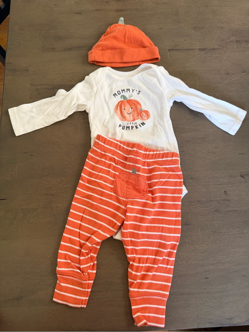 Carters Baby 3pc Mommy's Little Pumpkin Orange Striped Set